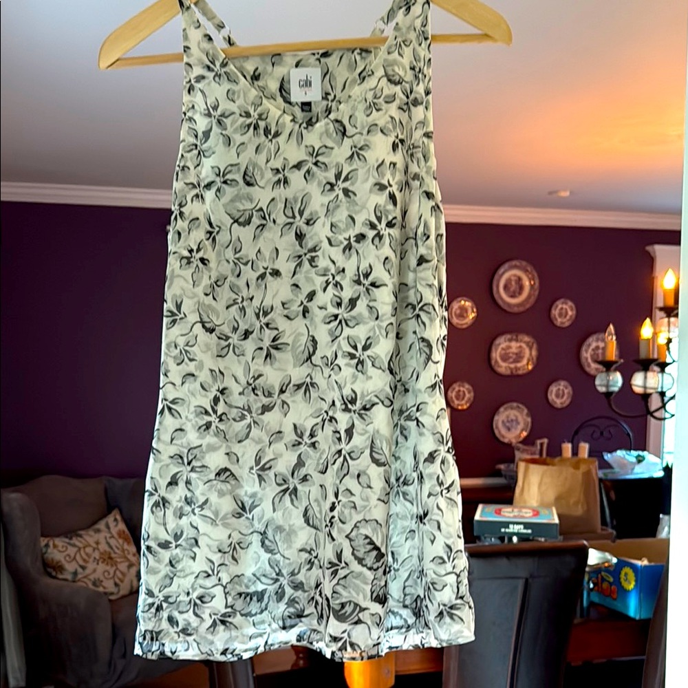 CAbi Black and White Floral Top